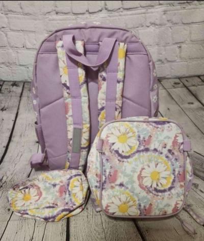 Girls Wonder Nation Purple and Flowers Backpack Set - Thumbnail 2