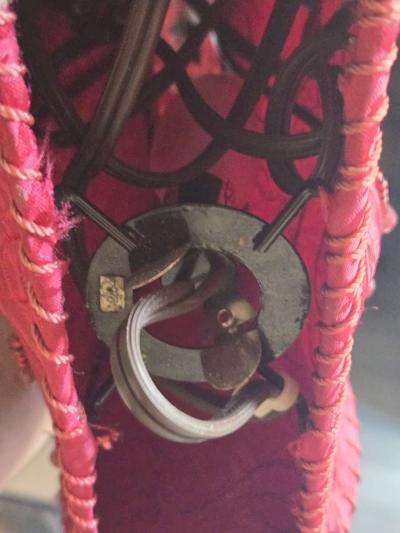 Red Feather Trim Acrylic Tassels Purse Shape with Beaded Han - Thumbnail 3