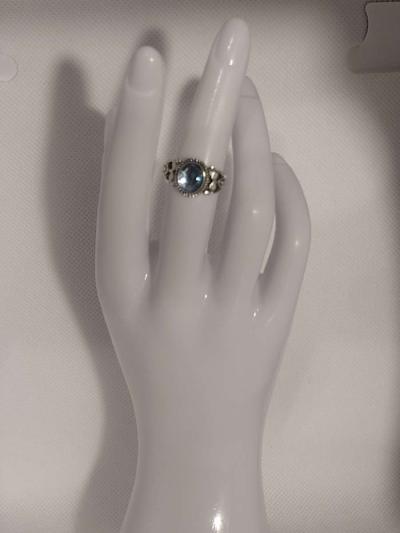 Blue Mirror Style Silver Ring - Thumbnail 2