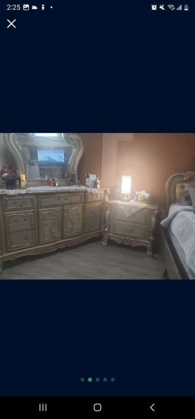 bedroom Italian Furniture Gold 7pices - Thumbnail 3