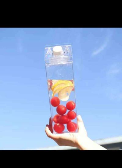 Milk Carton Water Bottle  Clear Square Milk Bottles BPA Free - Thumbnail 2