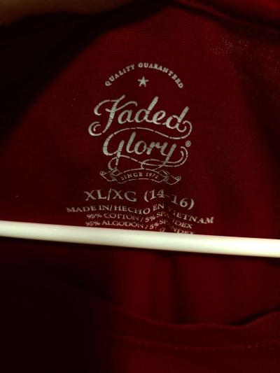 XL 14 to 16 Girls Faded Glory Red Long Sleeve Shirt - Thumbnail 3