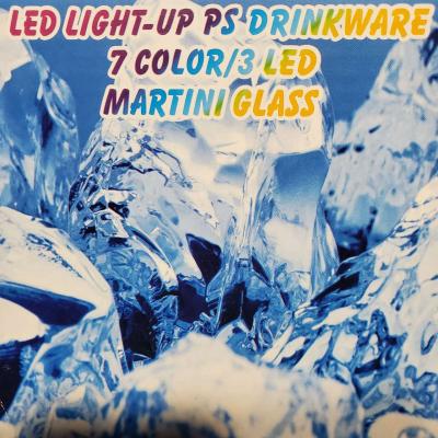 Light Up Martini Glasses  7 Color  3 LED  Plastic  Pack Of 4 - Thumbnail 2
