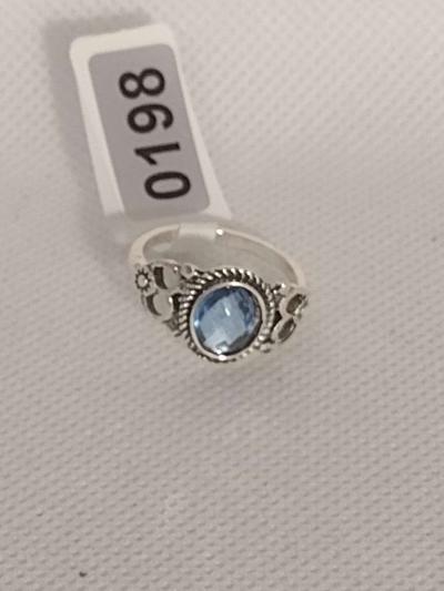 Blue Mirror Style Silver Ring - Thumbnail 4
