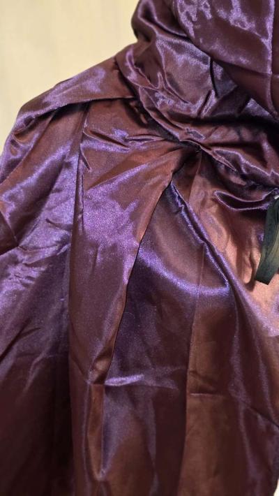 Unisex Dark Purple Hooded Cloak - Thumbnail 3