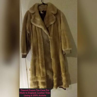 Womens Tissavel France Tan Faux Fur Coat Made in England - Thumbnail 2