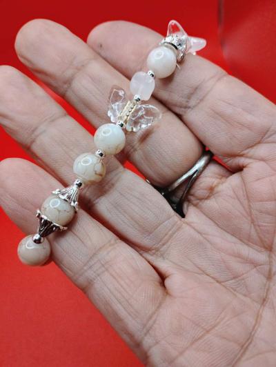 Radiant Mellow BEIGEs with Butterflies and SILVER accents - Thumbnail 4