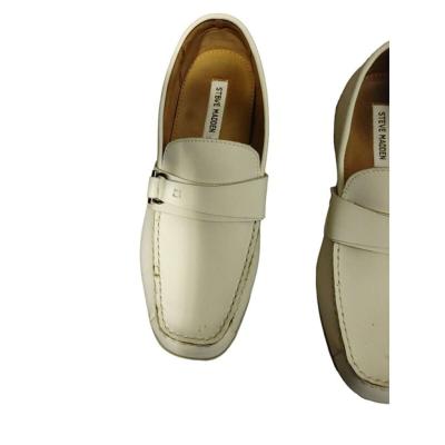 Mens Steve Madden white leather driving moccasin shoes size - Thumbnail 4