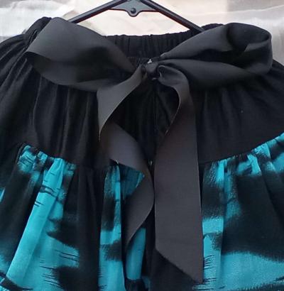 6yrs Blk Teal TuTu Pettiskirt EUC Bow Cinches Waist - Thumbnail 4