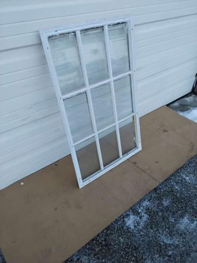 Nice White 9 Light JeldWen Door Glass with Frame Like New - Thumbnail 2