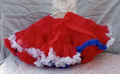 6yrs Red White Blue TuTu Pettiskirt EUC Bow Cinches Waist - Thumbnail 2