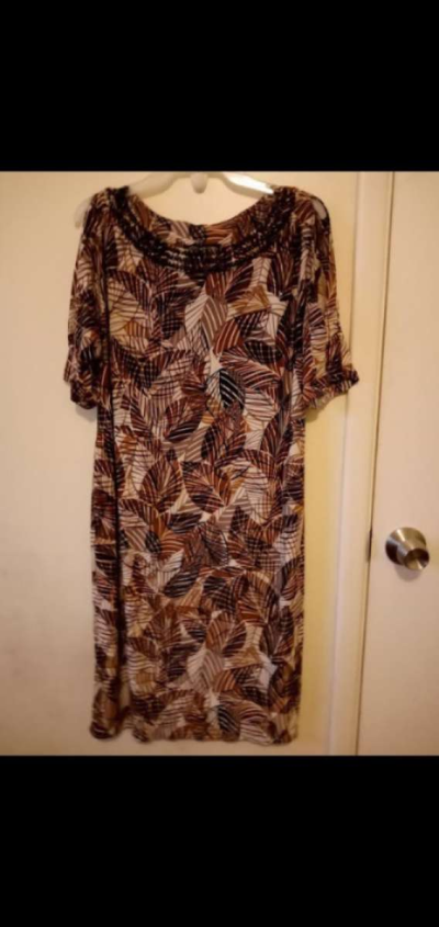 Ladies Long Length Brown Dress - Thumbnail 2