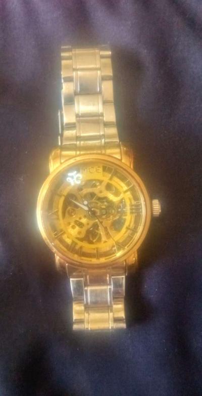 MCE Mechanical Gold Tone Skelton Watxh - Thumbnail 2