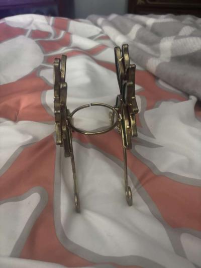 poinsettia glass and brass candle holder - Thumbnail 4