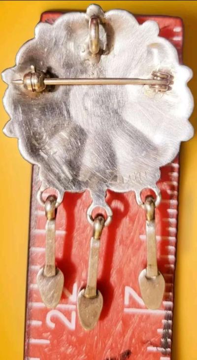 Sterling Silver Turquoise Zuni Flower PendantPENDANTPIN Turq - Thumbnail 2