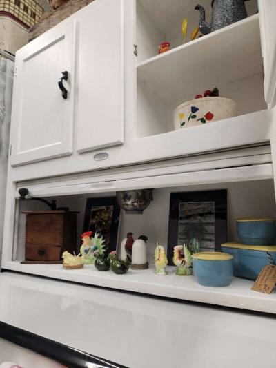 Sellers wooden Hoosier cabinet refinished in white - Thumbnail 4