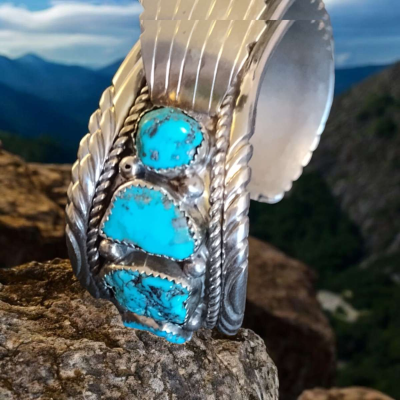 Native American Turquoise watch Band - Thumbnail 4