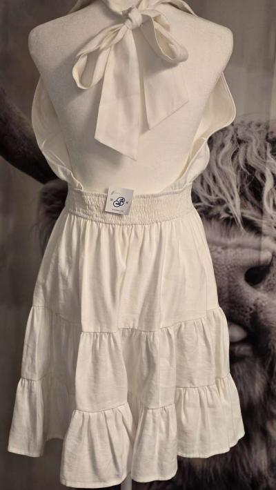 New White Halter Mini Dress - Thumbnail 4