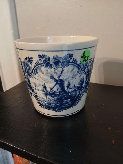 1950s Hand painted Delft blue windmill planter - Thumbnail 2