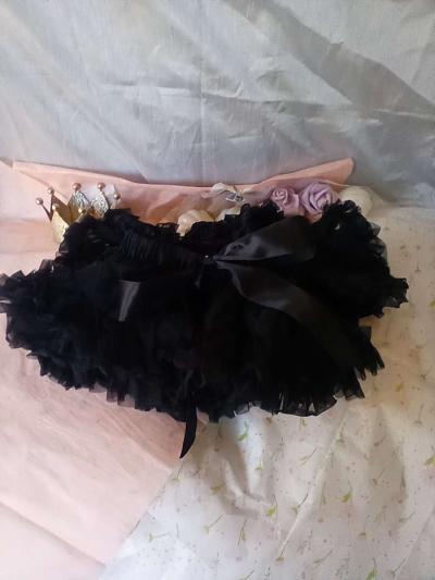 0 to 1yrs Black TuTu Pettiskrt EUC Bow Cinches Waist - Thumbnail 3