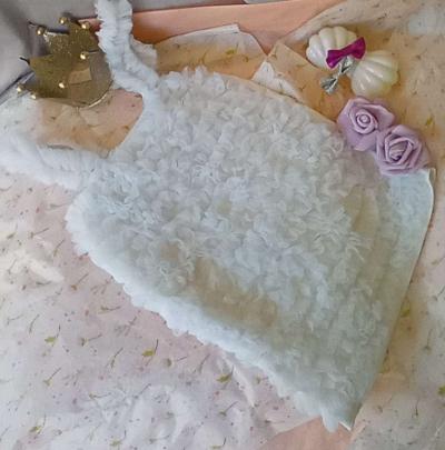 White Dance Wear Tank Ruffles EUC - Thumbnail 2