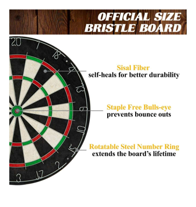 Bristle Dartboard Cabinet Set LED Lights Official Size Dart - Thumbnail 5
