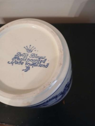 1950s Hand painted Delft blue windmill planter - Thumbnail 3