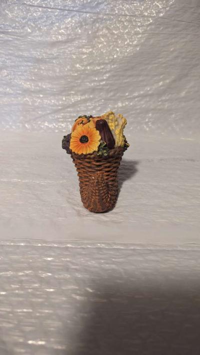 Cornucopia Figurine with a Sunflower and Gourds Harvest  Tha - Thumbnail 2