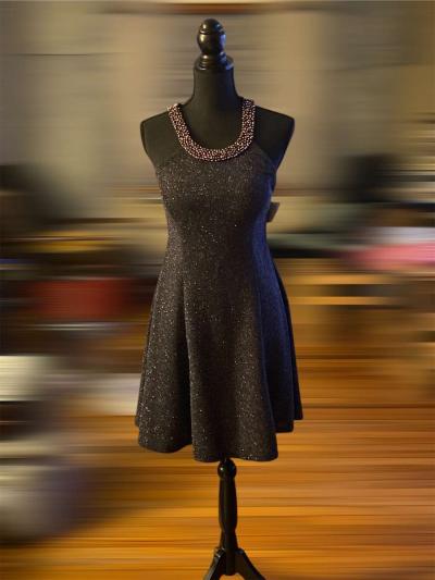 Betsey  Adam Womens Gunmetal Sparkle Beaded Collar Dress Sz - Chicago Heights, Illinois