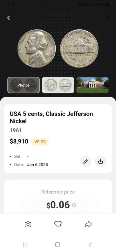 USA 5cent Classic 1961 Jefferson Nickel - Thumbnail 3