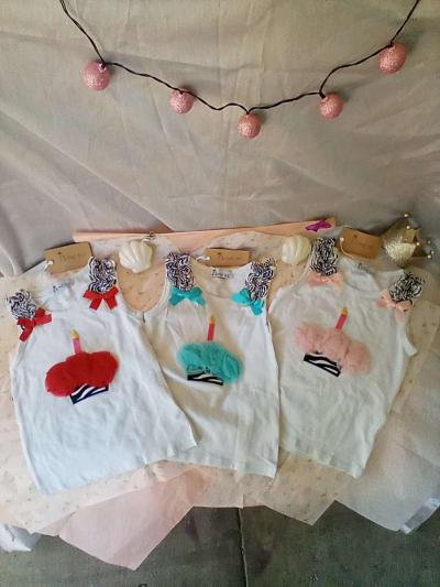 Birthday Girl Tanks Red Teal Lt Pink NWT - Thumbnail 2