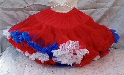 6yrs Red White Blue TuTu Pettiskirt EUC Bow Cinches Waist - Thumbnail 3