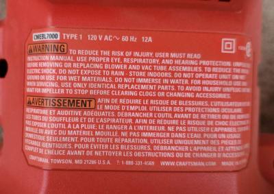 Craftsman  Corded Electric Leaf Blower  Vaccum w Bag  Model - Thumbnail 5