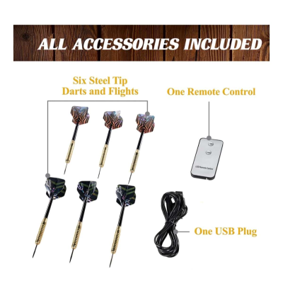 Bristle Dartboard Cabinet Set LED Lights Official Size Dart - Thumbnail 4