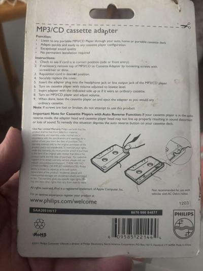 Philips universal 35mm plug MP3  or CD adapter - Thumbnail 2