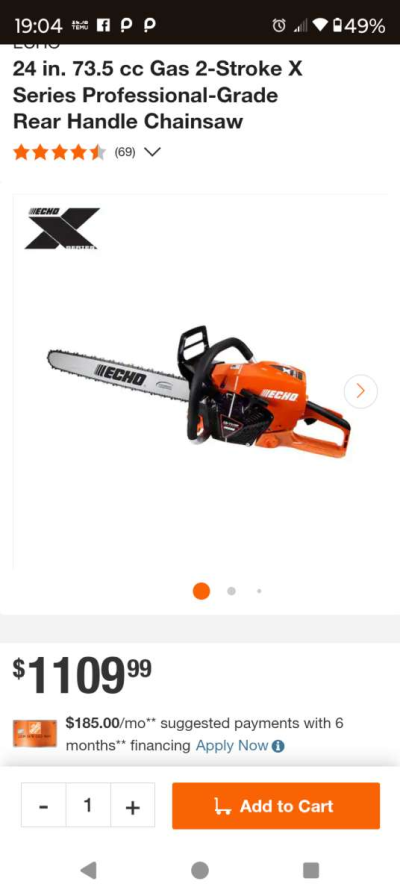 Echo CS7310P 735cc brand new never used 28 bar and chain - Thumbnail 6