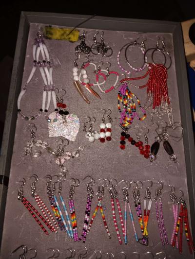 native beading valentine earrings - Bass Lake, California