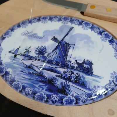 Delftware Collection Tile and wood cheese tray cutter knife - Thumbnail 3