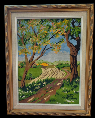 Vintage Needle point framed Canvas - Thumbnail 2