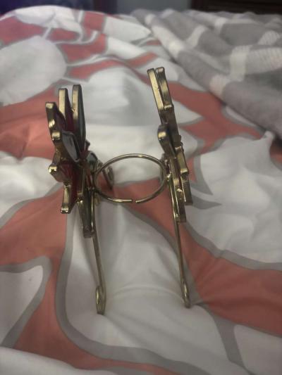 poinsettia glass and brass candle holder - Thumbnail 3