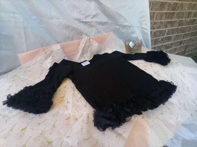 Girls Blk Ruffles on bottom and cuff of wrist - Thumbnail 4
