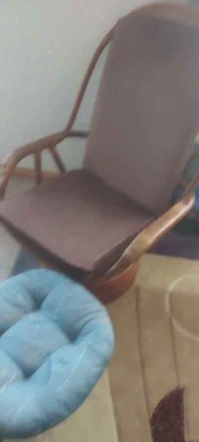 wicker rocking chair with stool - Thumbnail 2