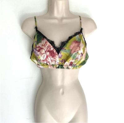 Express Satin Floral Tie Front Bralette Two Piece Top S NEW - Thumbnail 3