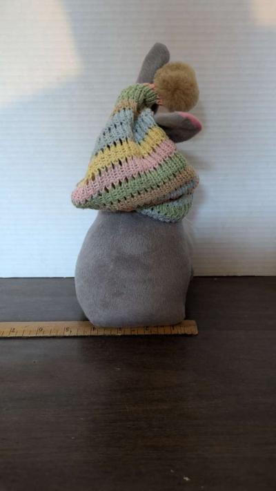Rare Gnome Rabbit Stuffed Animal With A Rainbow Colored Crot - Thumbnail 3