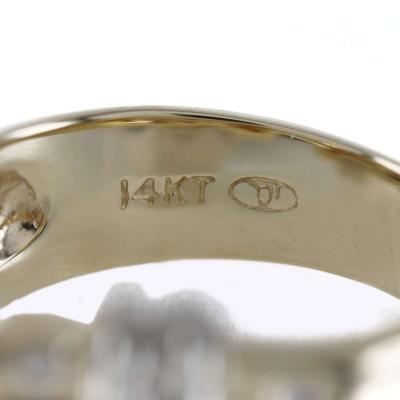 cloverleaf design ring with diamond chips - Thumbnail 2