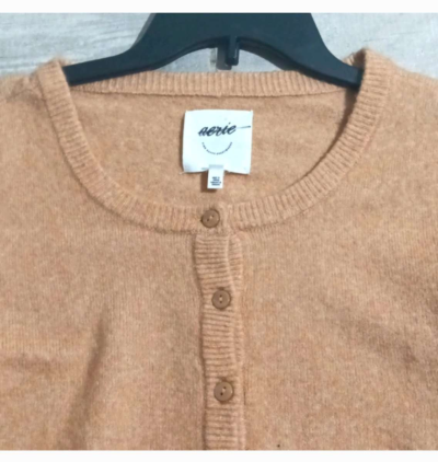 cute simple orange cardigan soft warm - Thumbnail 3