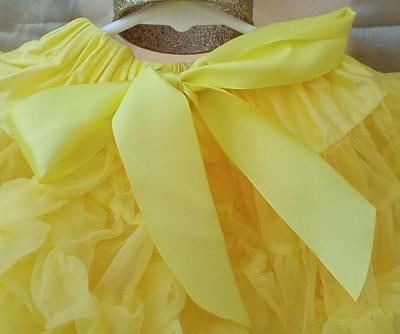 0 to 1yrs Yellow TuTu Pettiskirt EUC Bow Cinches Waist - Thumbnail 4