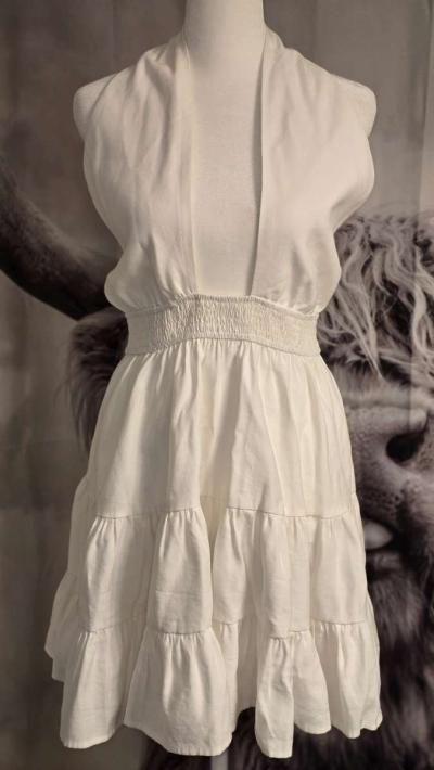 New White Halter Mini Dress - Thumbnail 3
