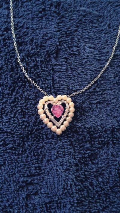 Vintage Avon Pink Heart Necklace - Thumbnail 6