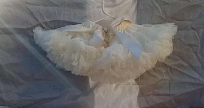 0 to 1yrs Ivory TuTu Pettiskirt EUC Bow Cinches Waist - Thumbnail 2